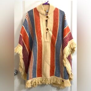 Striped Fringe Poncho